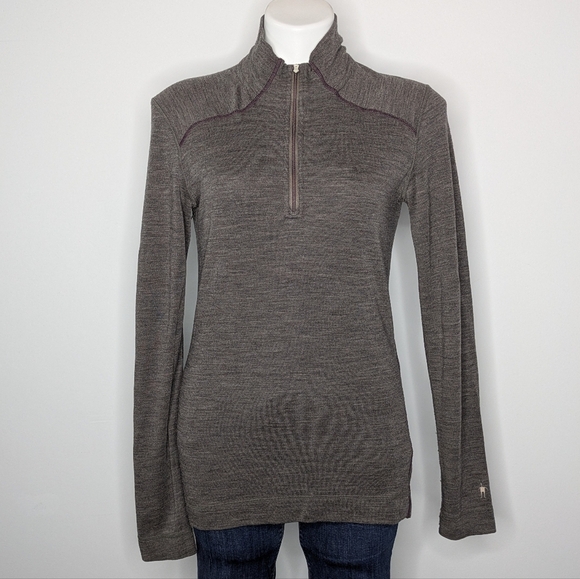 Smartwool Tan 1/4 Zip Lightweight Base Layer Merino Wool Pullover Sweater XL - Picture 1 of 9